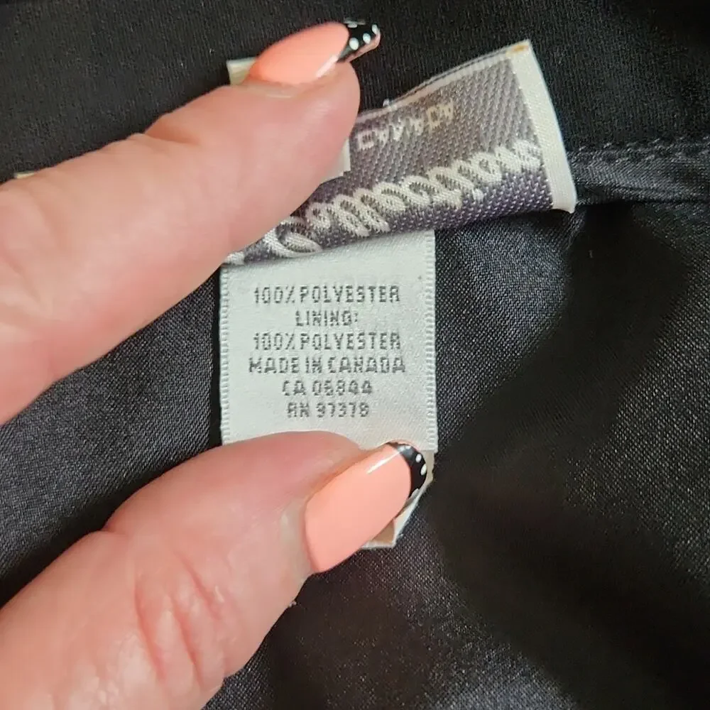 Vintage Women's Sport Collection Black Faux Wrap Skirt Size 14 Side Zip Academia